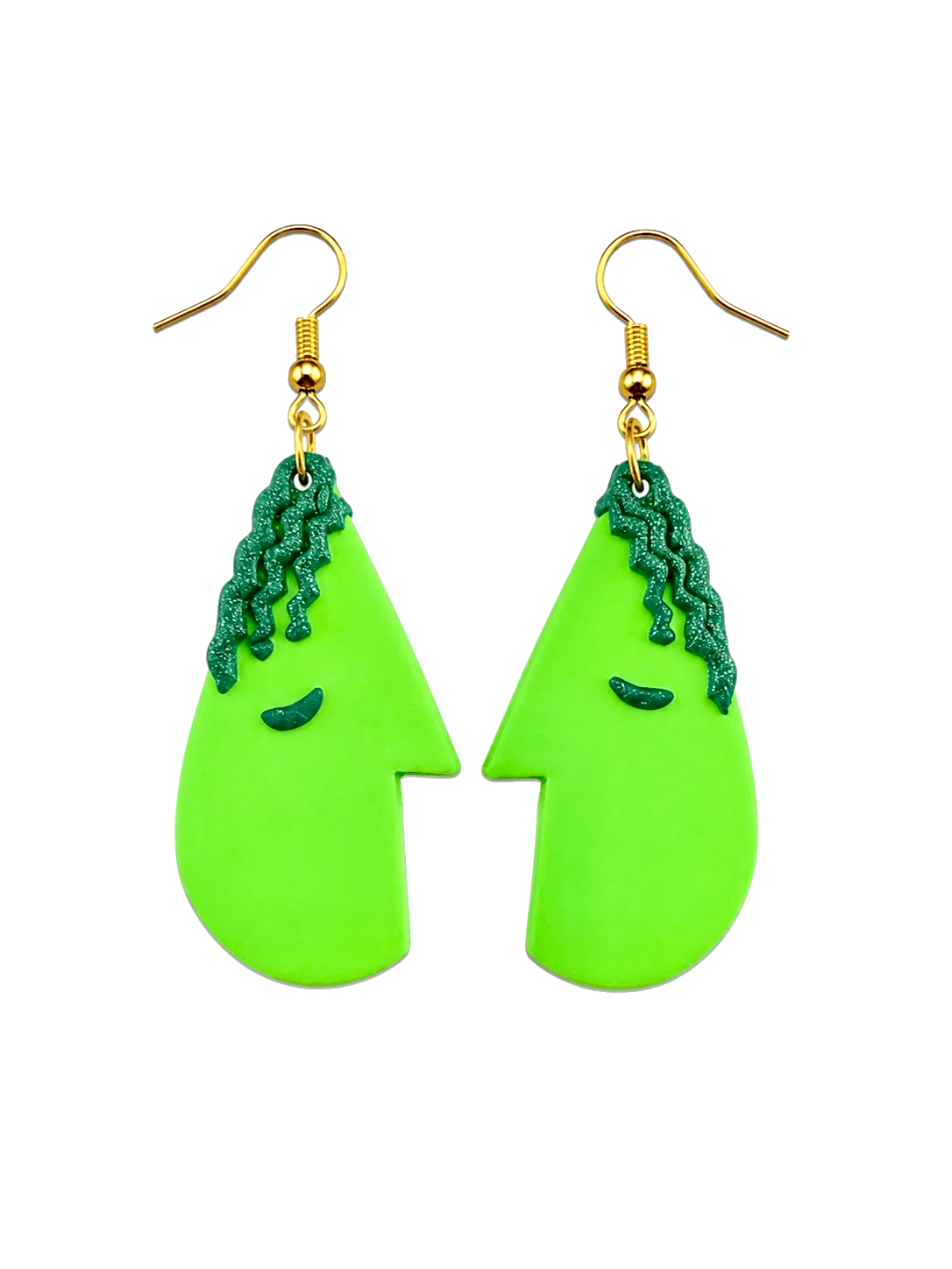 Neon Green Curl Dangles