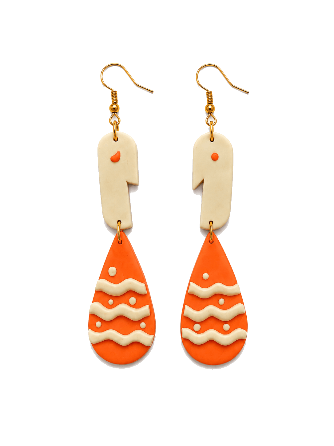 Orange Wave Drop Dangles