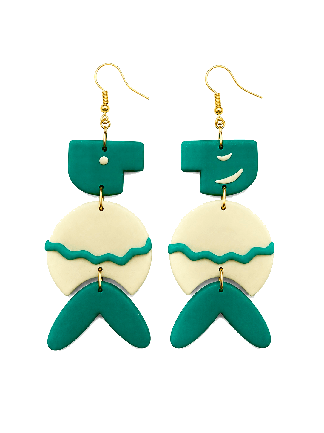 Teal Wave Figure Dangles