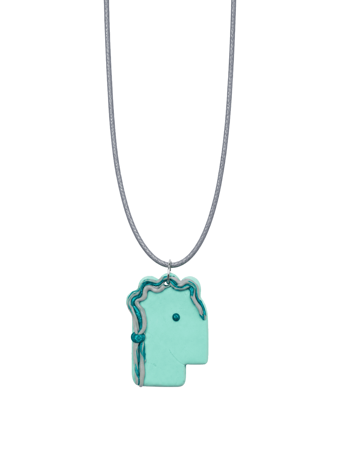 Aqua Stitch Face Necklace