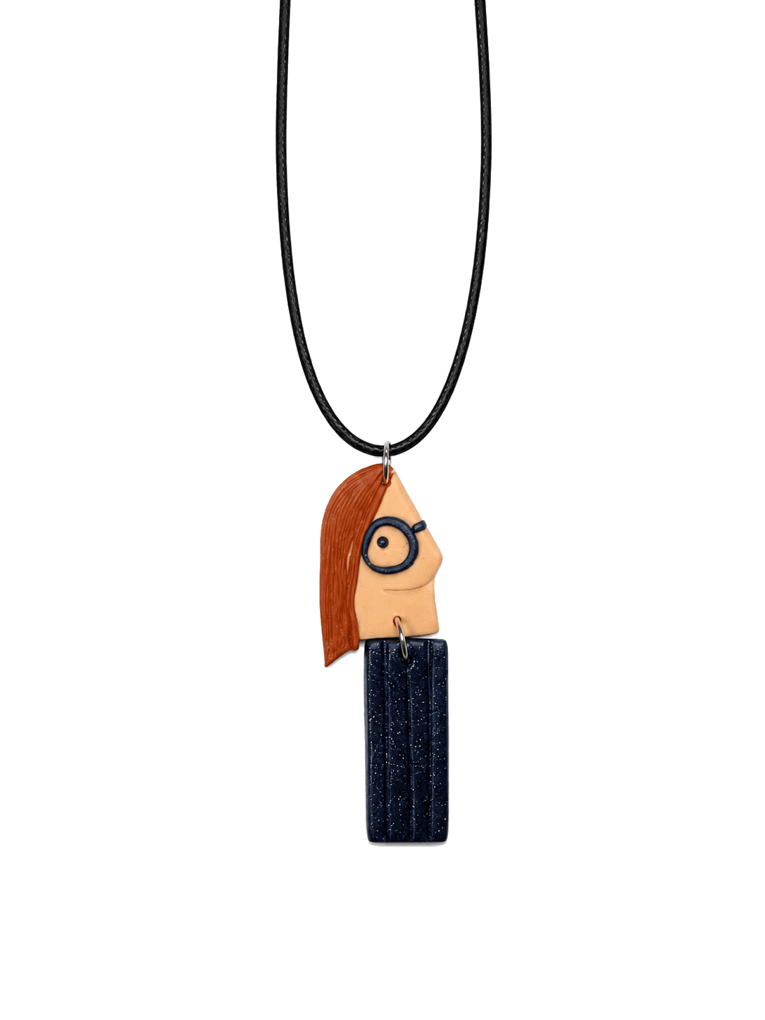 Orange Hair Navy Necklace