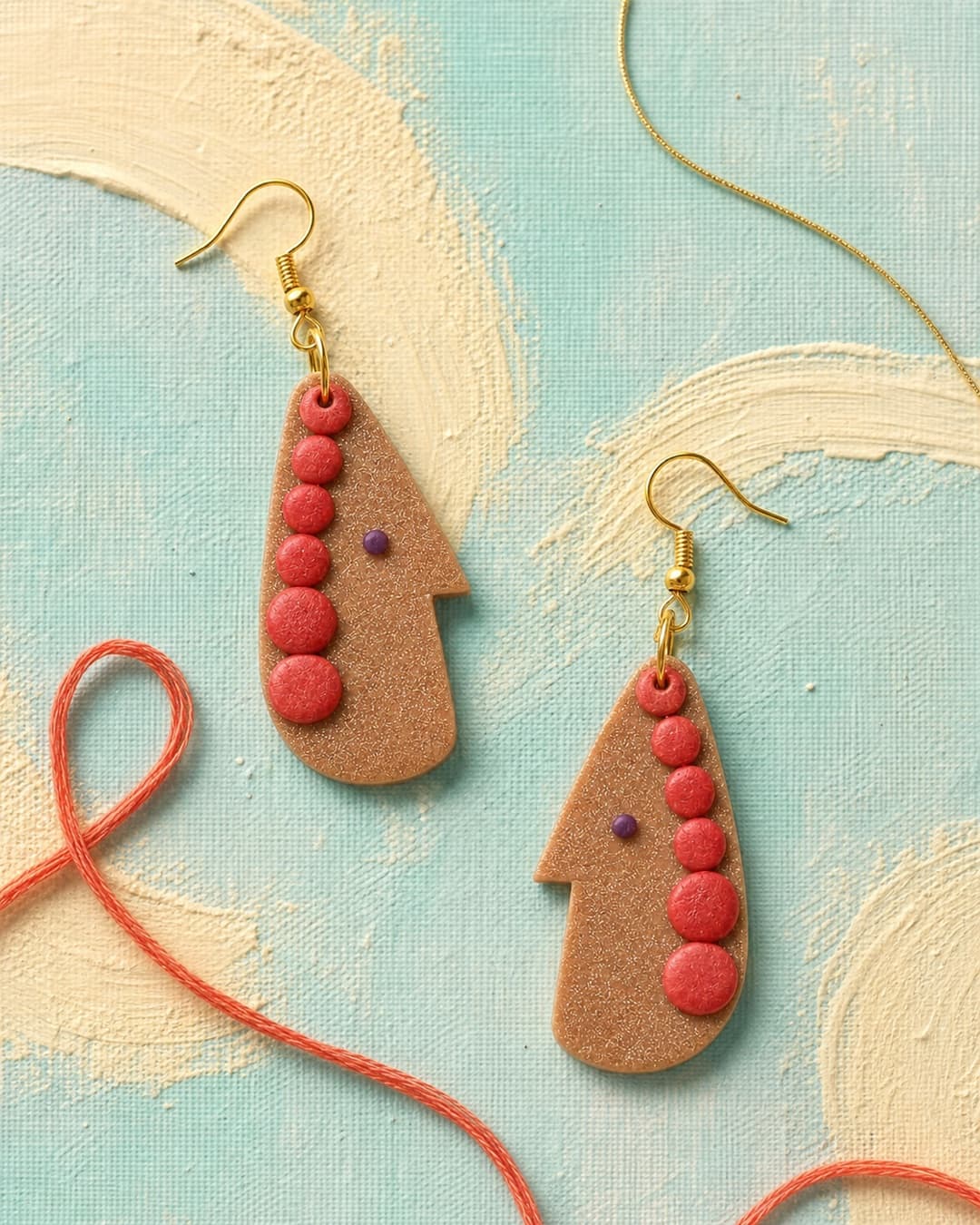 Terracotta Bead Profile Dangles in a painted-canvas still life
