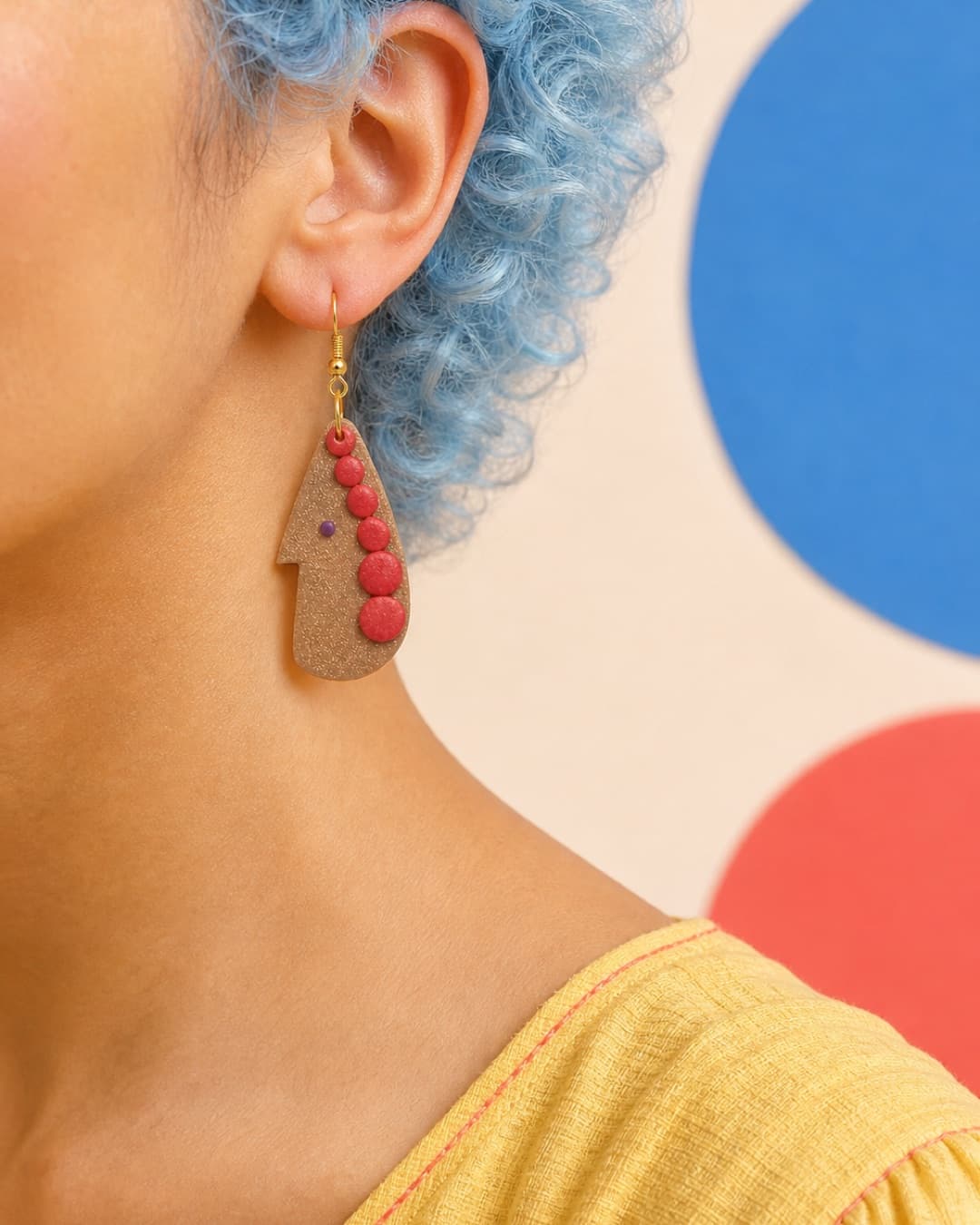 Terracotta Bead Profile Dangles worn at natural scale