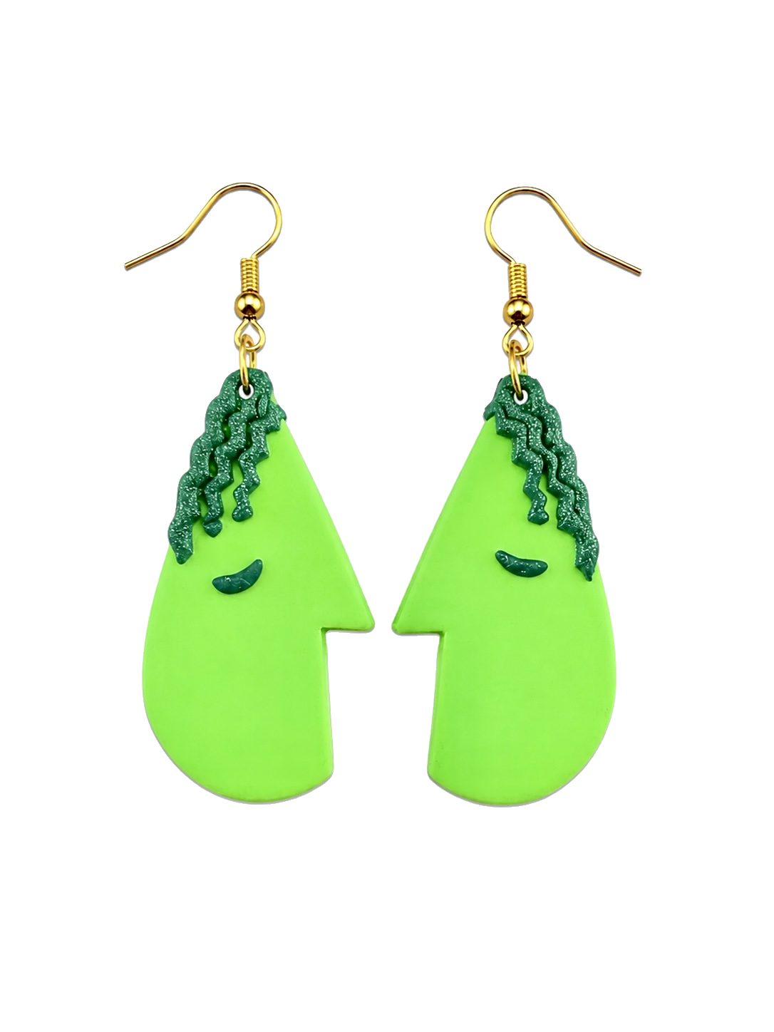 Neon Green Curl Dangles
