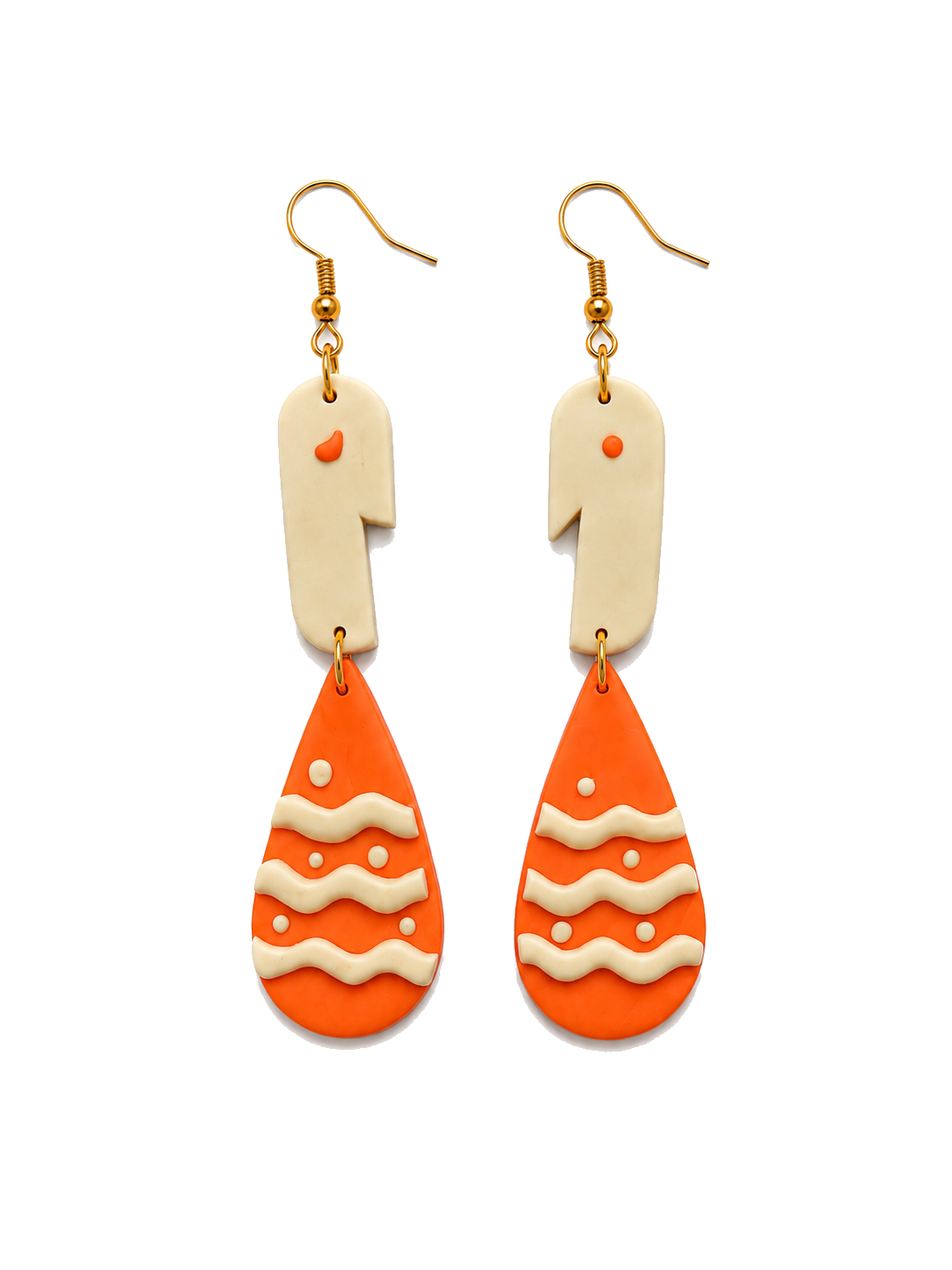 Orange Wave Drop Dangles