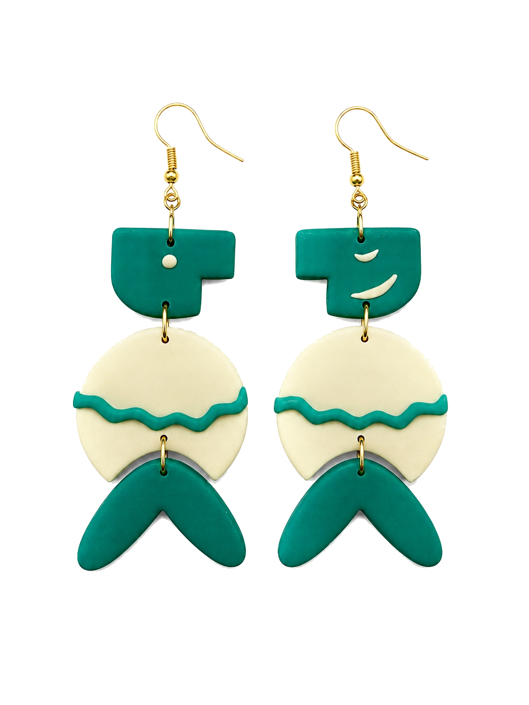 Teal Wave Figure Dangles