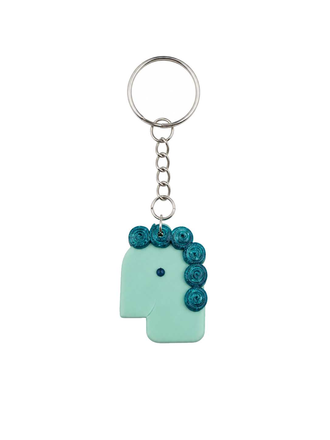 Aqua Curl Face Keychain
