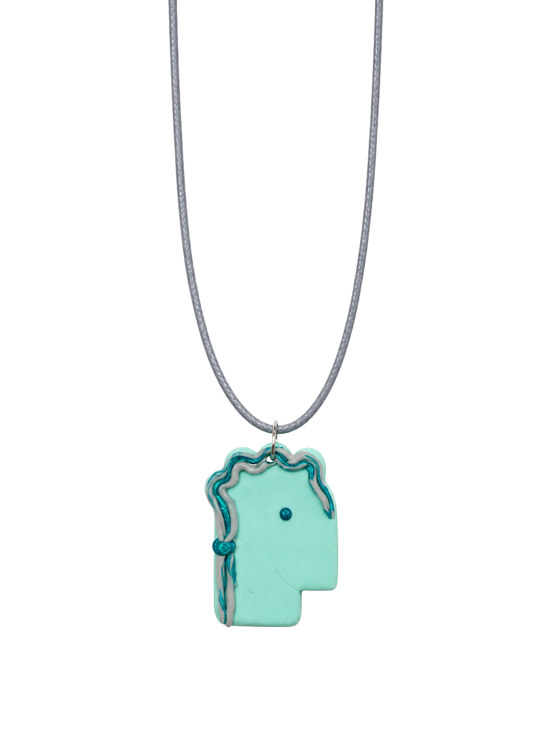 Aqua Stitch Face Necklace