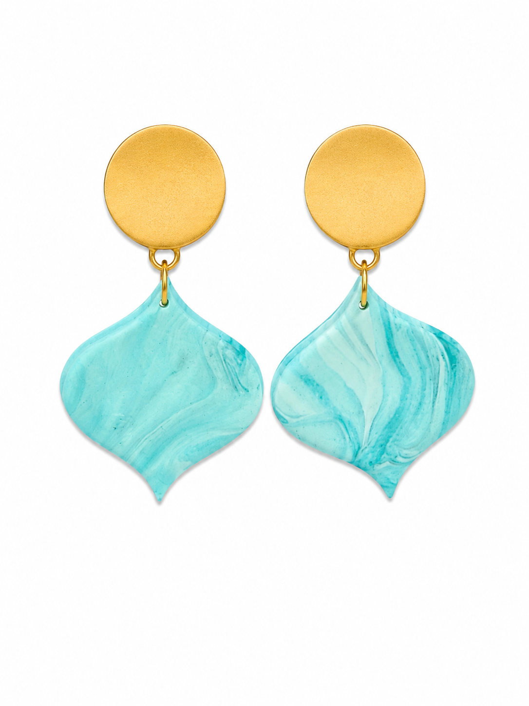 Aqua Marbled Petal Dangles