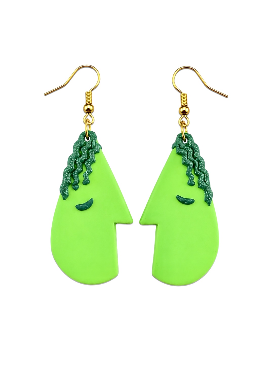 Neon Green Curl Dangles