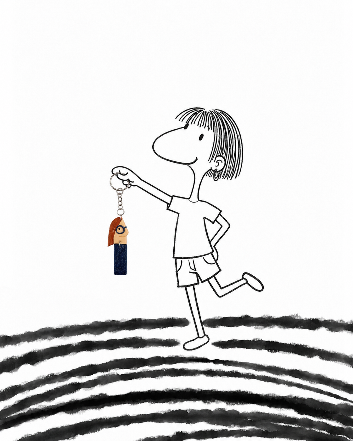 Orange Hair Navy Keychain