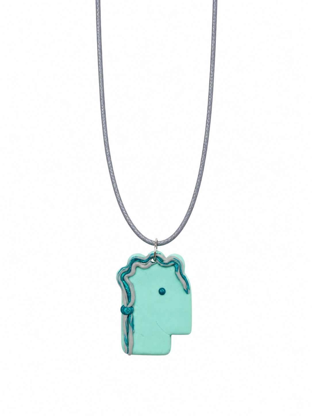 Aqua Stitch Face Necklace